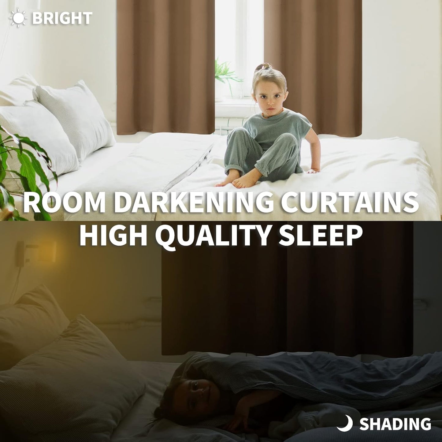 BGment Taupe Blackout Curtains 54 Inches Length - Thermal Insulated Rod Pocket Short Room Darkening Curtain for Bedroom Kitchen, 42 x 54 Inch, 2 Panels