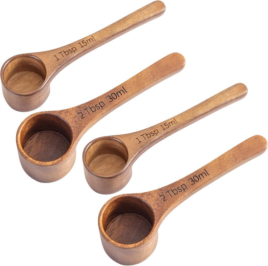 Wooden Coffee Scoop Wooden Measuring Spoons, 5.5 Inch Measuring Scoop Wooden Scoops forJars Containers, Sugar, Pantry Canisters, Laundry Detergent(1 Tbsp+2 Tbsp)