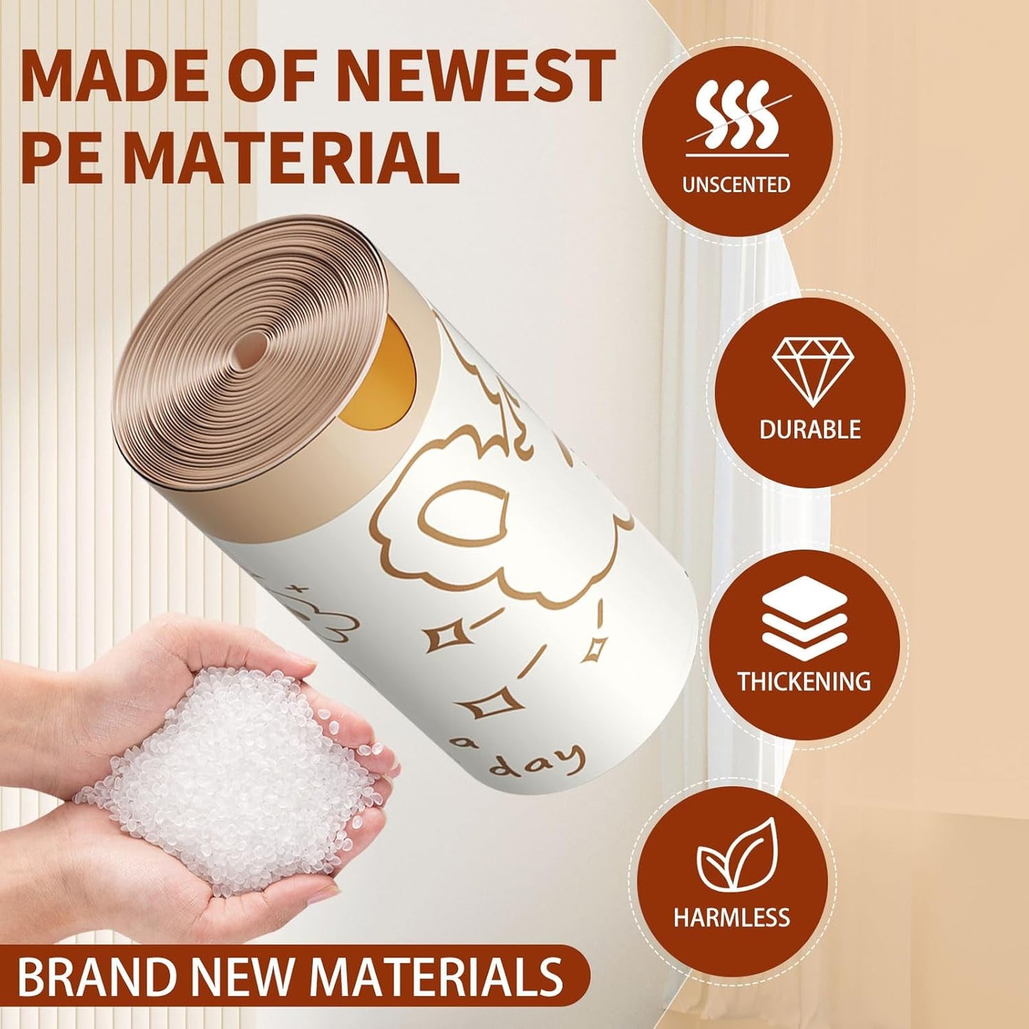 13 Gallon Trash Bags with Cute Rabbit Printed & Drawstring, Tear-Resistant Tall Kitchen Garbage Bags, Heavy-Duty Large Trash Can Liners for Home/Office, 50 Counts