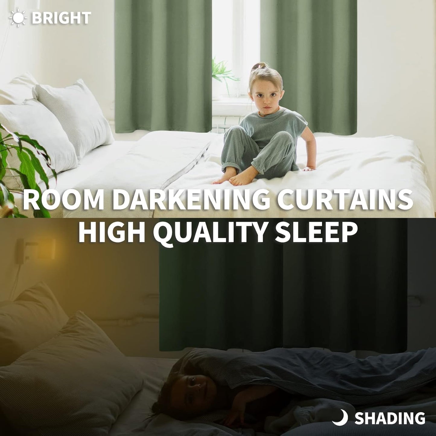 BGment Short Blackout Curtains 40 Inches Length - Rod Pocket Thermal Insulated Room Darkening Window Drapes for Kitchen Bedroom Bathroom, Olive Green, 2 Panels, 42 x 40 Inch