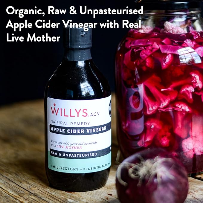 Willy's Organic ACV Apple Cider Vinegar with Mother - Probiotocs for Detox and Gut Health