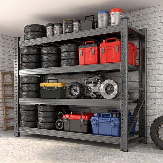 Heavy Duty Garage Shelving Unit 5000LBS, 59" W Storage Shelves 4 Tier Metal Shelves Adjustable, Industrial Storage Shelf for Warehouse, Basement, Pantry