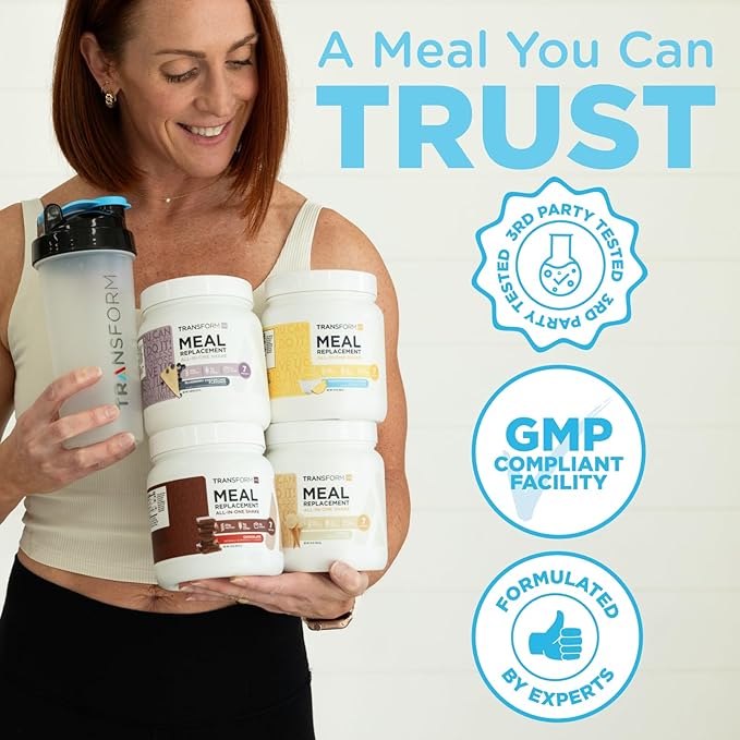 TransformHQ Meal Replacement Shake Powder 7 Servings (Peach Milkshake Flavored) - Gluten Free, GMO Free