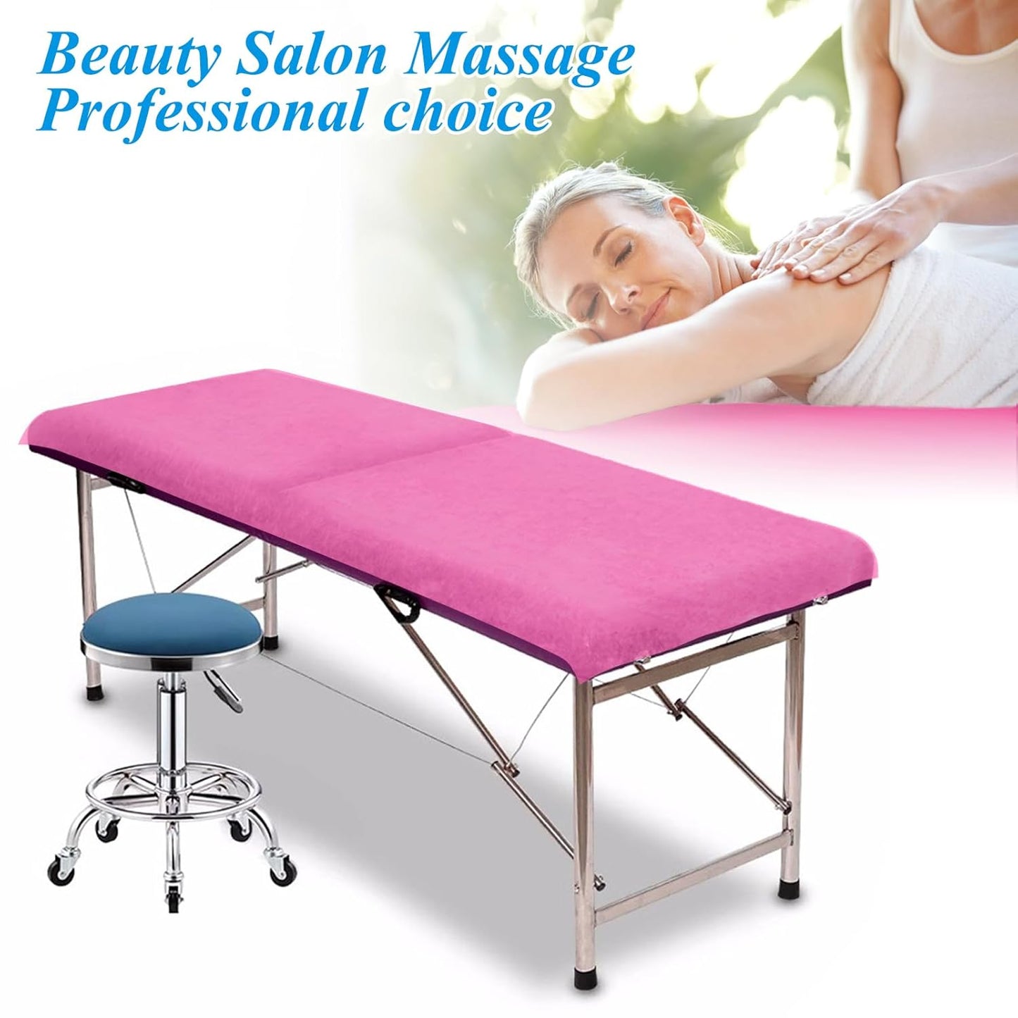 50Pcs Disposable Massage Table Sheets 31.5" x 71" Non-Woven Fabric Bed Covers for Ultimate Hygiene and Comfort in Massage, Tattoo, and Spa Treatments, Breathable and Durable Sheets(Pink)