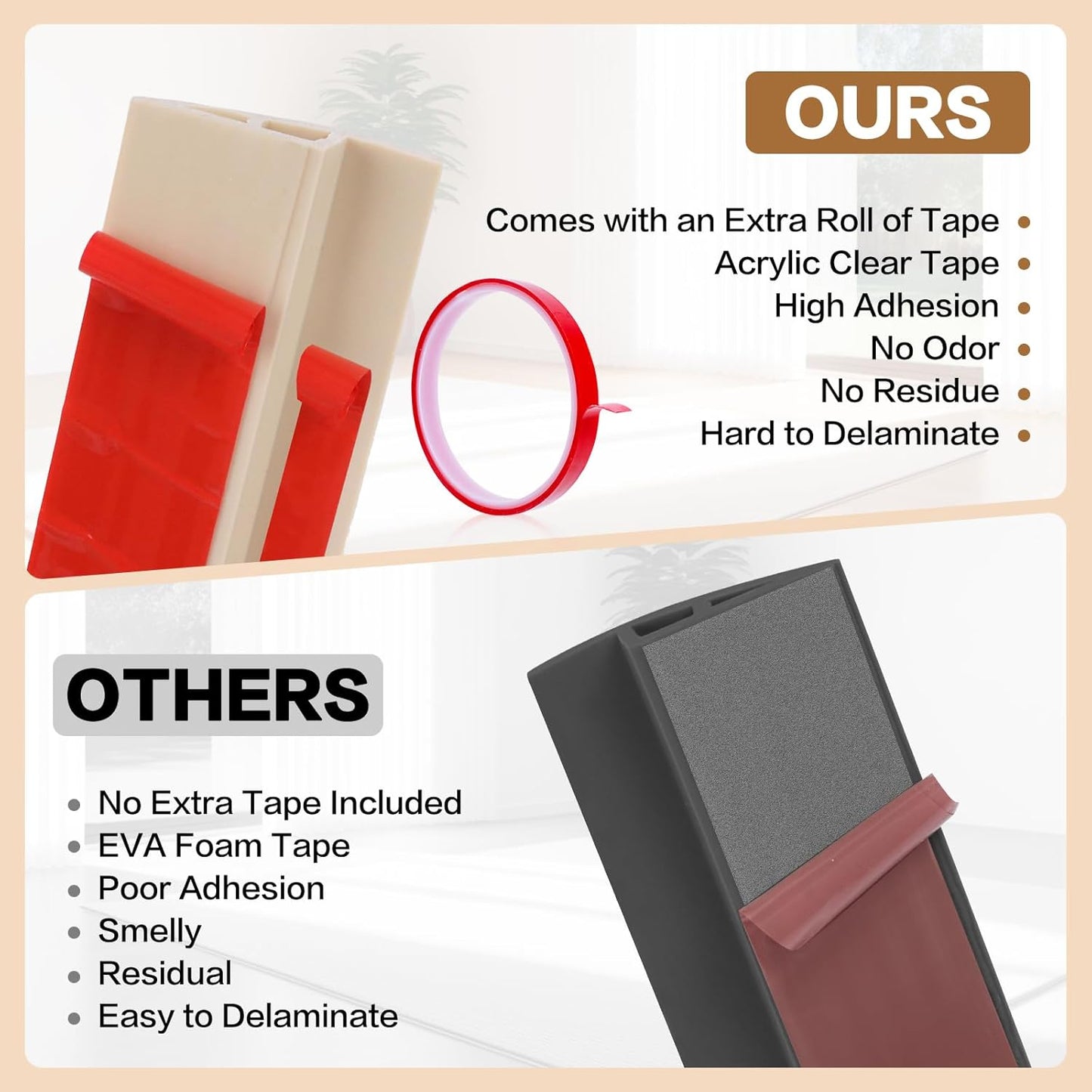 Floor Transition Strip Vinyl Door Threshold Ramp Self Adhesive Carpet Edging Strip Doorway Edge Trim, Overlap Edge Reducer for Laminate Carpet, Floor, Tile (Light Yellow Grain, 2/5" to 3/5", 6.6Ft)