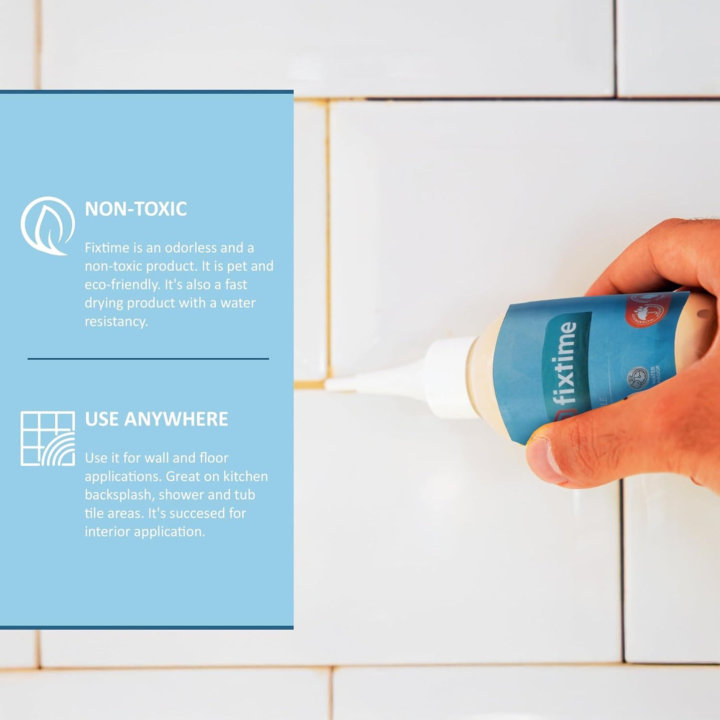 Grout Filler Repair Kit – Cream Beige Premixed Crack Filler for Floor Tiles – Fast Drying Grout Sealer with Spatula – 8 oz