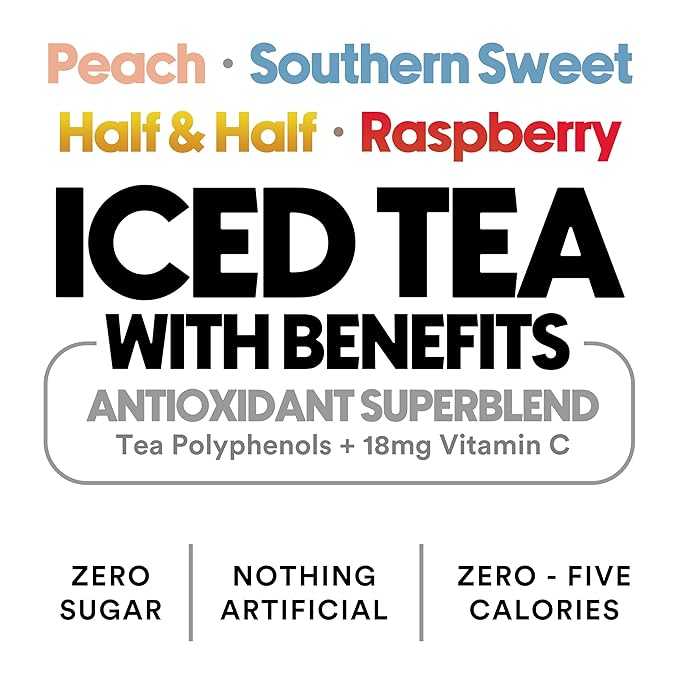 Ryl Iced Tea MVP Variety Pack – Antioxidant Superblend, No Artificial Ingredients, Zero Sugar, Five Calorie, Low Carb, Non-GMO, Kosher, Gluten Free, Made in the USA, 12-Pack, 16 Fl Oz