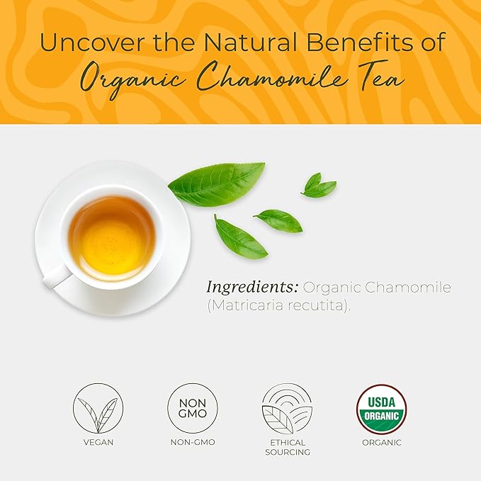 Starwest Botanicals Organic Chamomile Tea - Caffeine Free Herbal Tea, Supports Sleep & Relaxation, String Free Sachets, USDA Organic Chamomile, Non GMO - 20 Tea Bags
