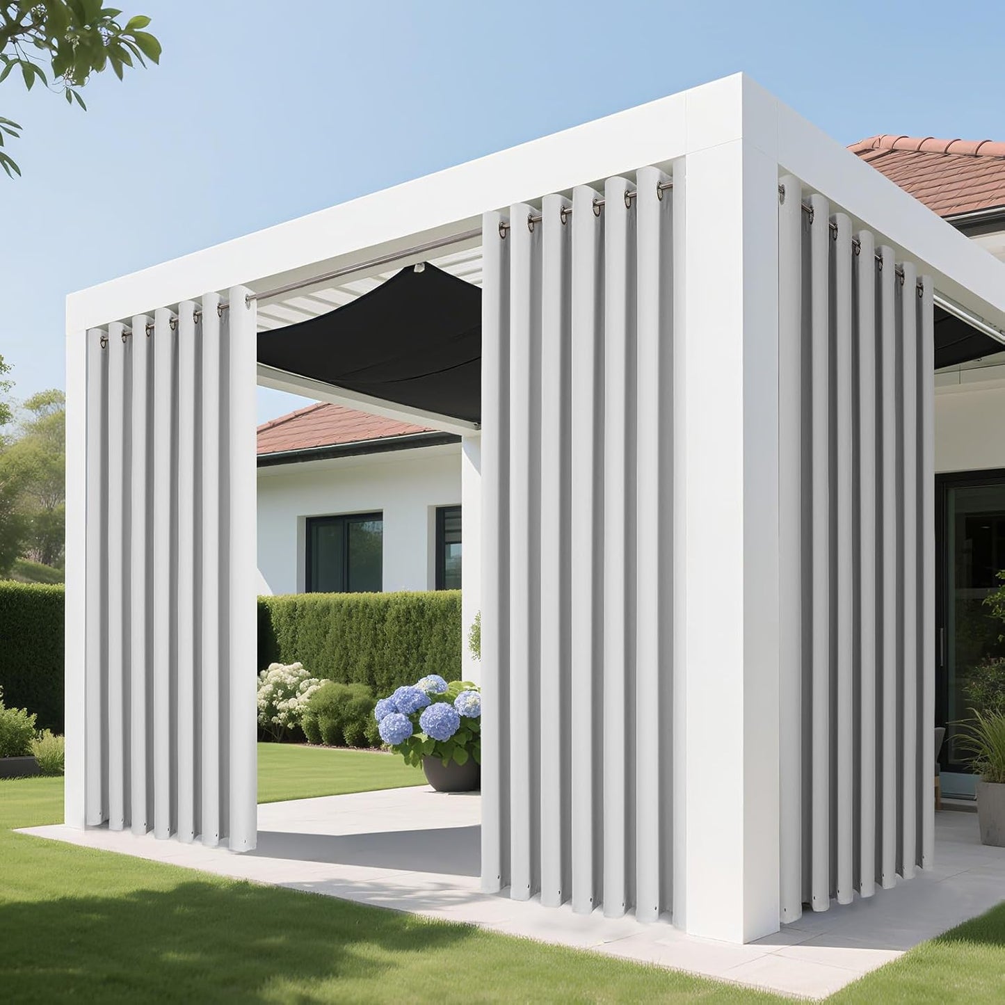 Joydeco Blackout Patio Sliding Door Curtains 96 Inches Long, Grommet Privacy Room Divider Curtains, Extra Wide Thermal Blackout Drapes for Bedroom Living Room (Greyish White, 70Wx96L, 1 Panel)