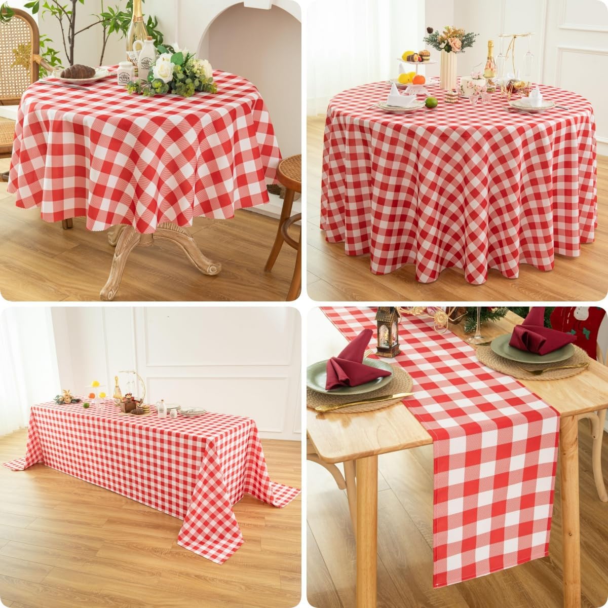 Classic Gingham Tablecloth Fabric - Oblong 58x120 Water Resistant Chequered Pattern Table Cloth for Indoor/Outdoor Use - Tabletop Cover for Birthday, Picnics, Gardens, and Parties