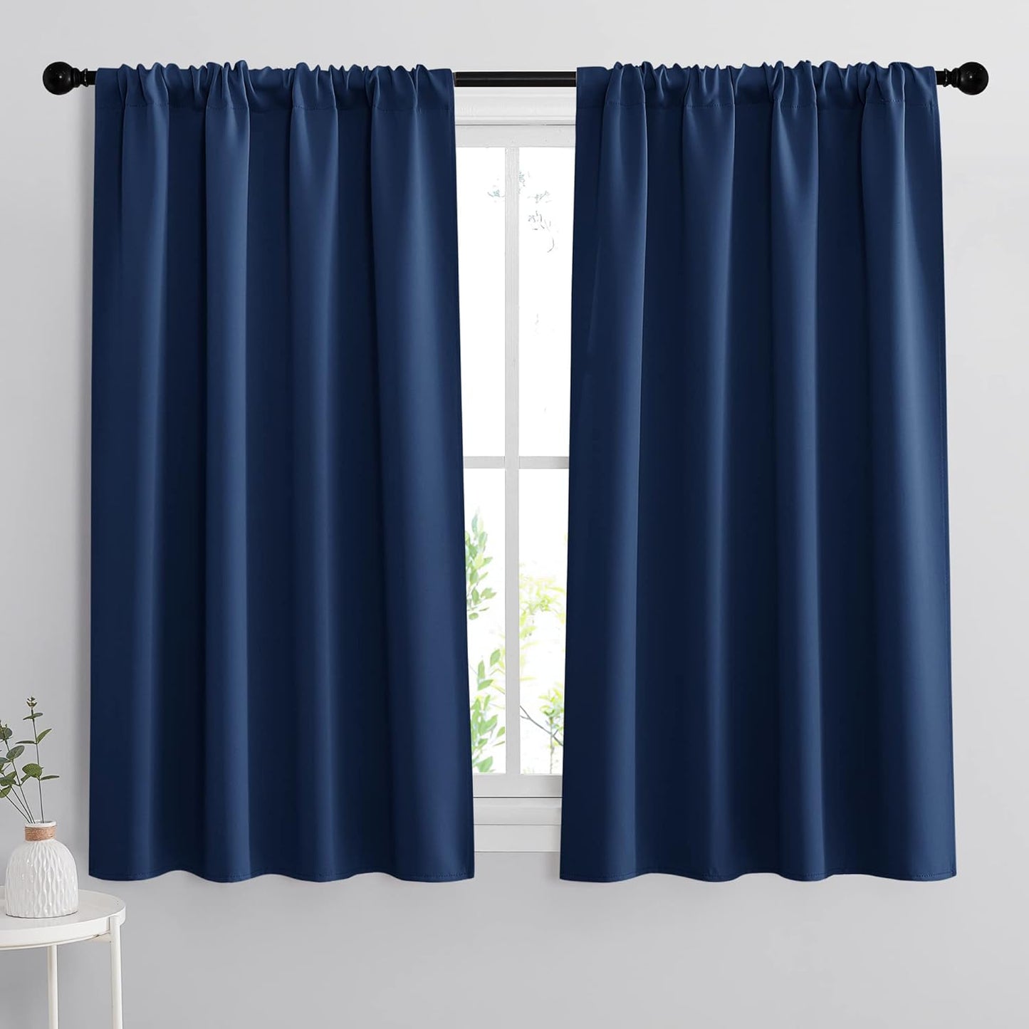 RYB HOME Bedroom Curtains Blackout Curtain Shades Blind for Living Room Home Office Family Room Cafe, 42 x 54 inch per Panel, Navy Blue, Set of 2