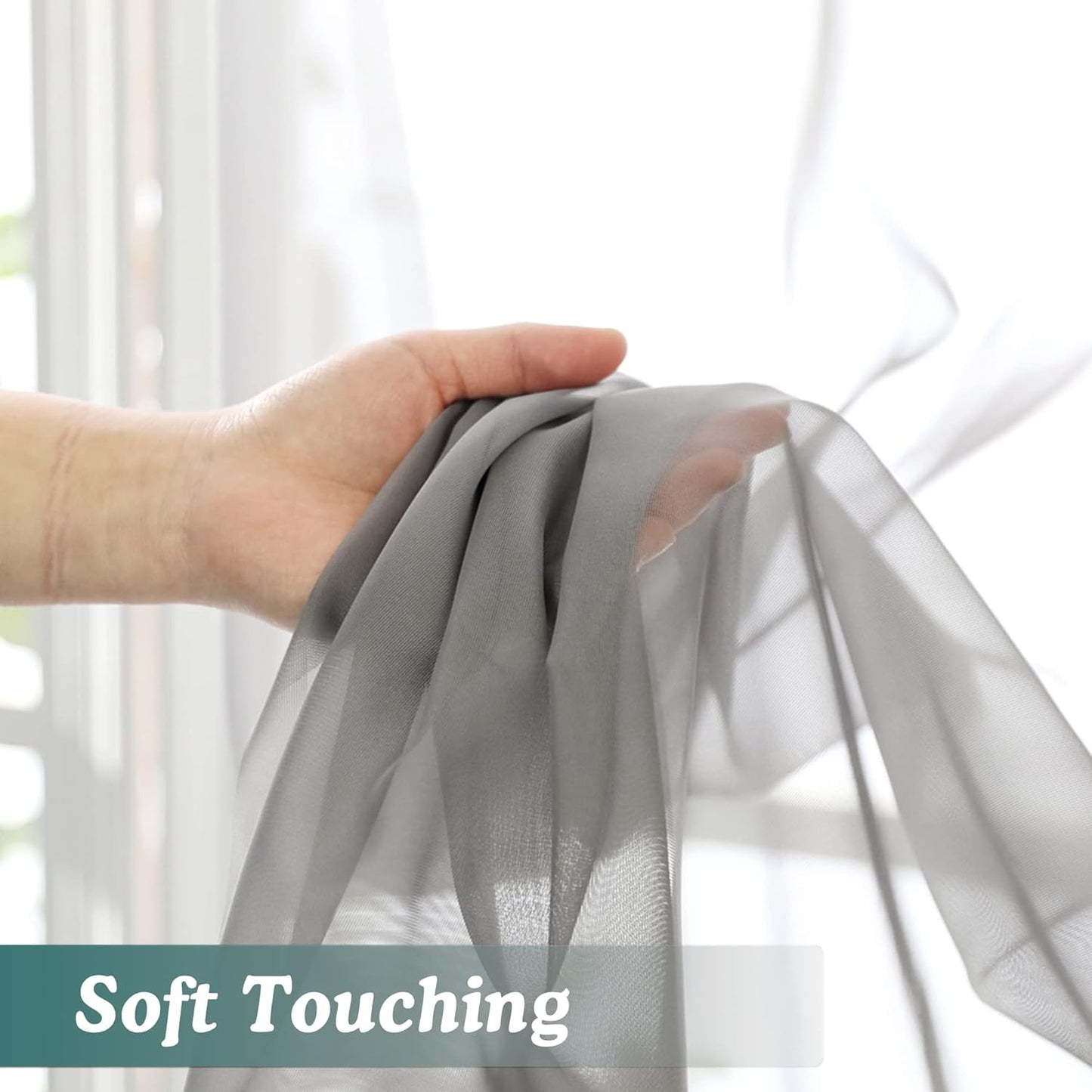 Chyhomenyc Charcoal Grey Sheer Scarf Valances for Windows 216 Inch Extra Long, Window Scarf Drapes Rod Pocket Backdrop for Wedding Arch Draping/Party/Canopy Bed/Living Room, 2PC, 18 Feet Length