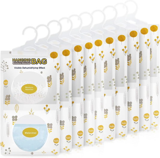 Vacplus Moisture Absorbers, Hanging Closet Dehumidifier Bags, Humidity Packs, Desiccant, Closet Dehumidifiers with Fragrance Free, 10 Pack, 9.8 OZ