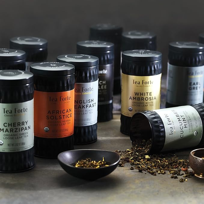 Tea Forte Lemon Lavender Premium Organic Loose Leaf Caffeine-Free Herbal Tea Blend Canister, Makes 35-50 Cups