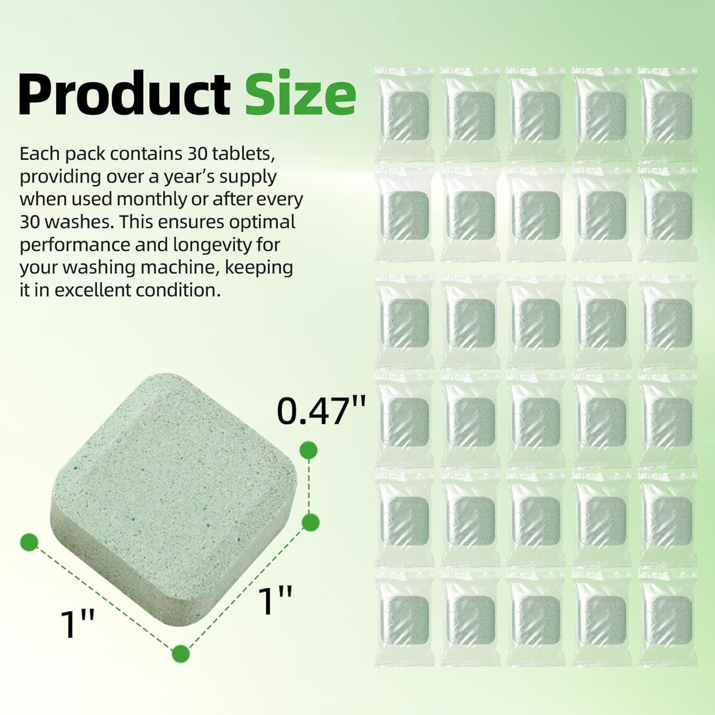 (30-Pack) Washing Machine Cleaning Tablets, Formulated for Pet Owners, Washer Cleaner, for Front-Loaders, Top-Loaders, HE Machines, Easily Removes Residue, Septic Safe, Over a 12-Month Supply