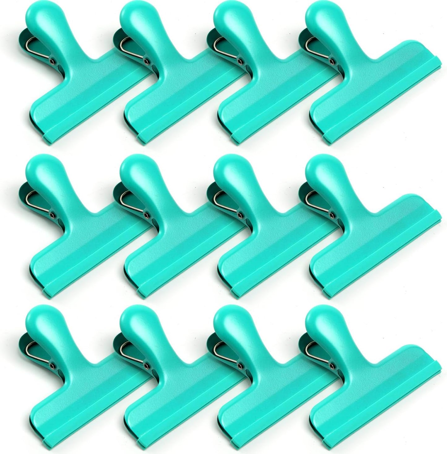 HOUSE AGAIN Chip Clips, 12 Pack Stainless Steel Chip Bag Clips Covered with Silicone, NO More Sharp Edges, Bag Clip for Food Packages, Heavy Duty for Kitchen and Office, Green