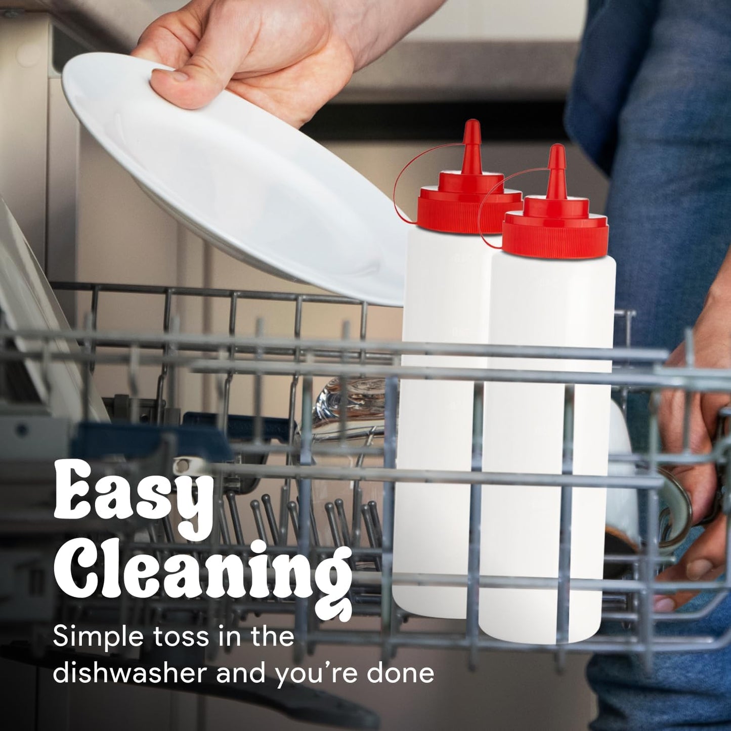 Norcalway 24 oz Condiment Squeeze Bottles for Sauces - Leak Proof - 4 Pack (XL)