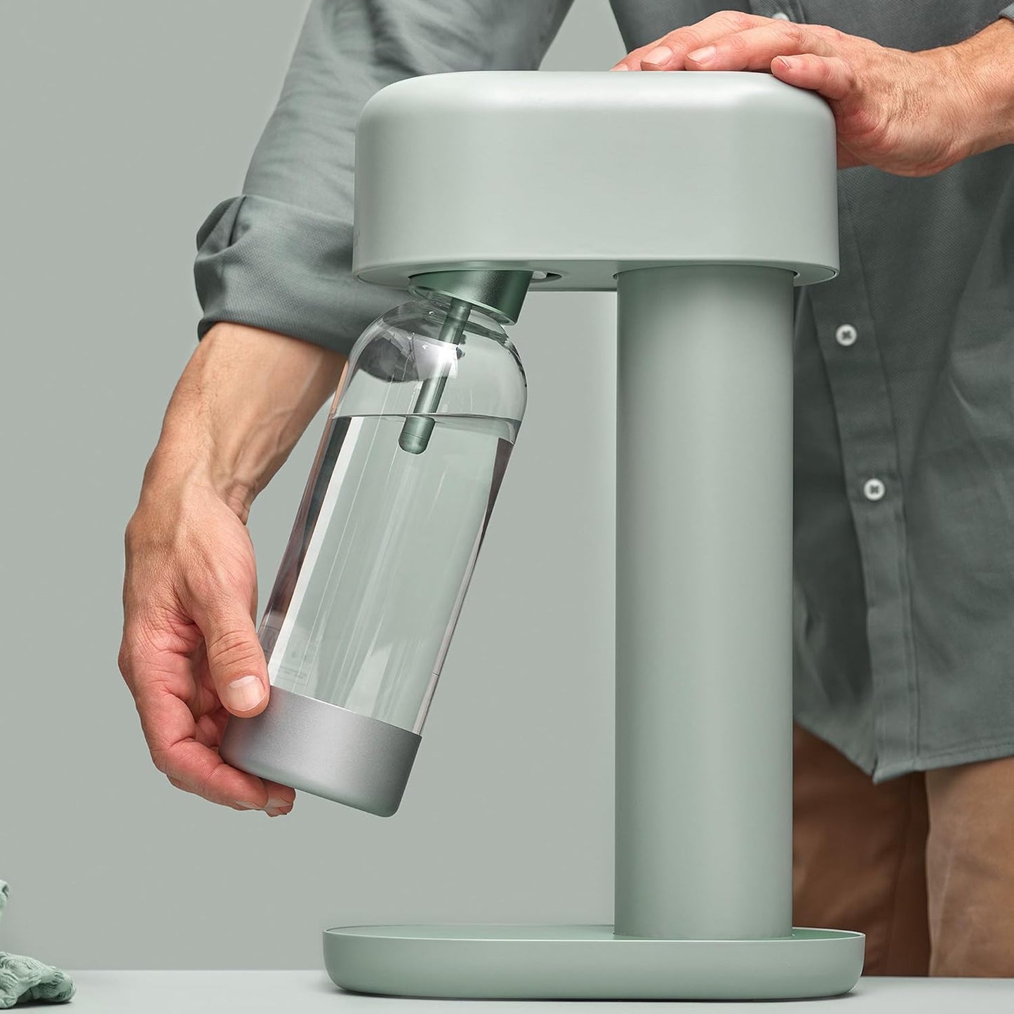 Mysoda Premium Carbonating Bottle 1L Silver - Compatible with MySoda and any brands - Quick-Lock Reusable Bottles - Lid and Base Made of Stainless Steel - BPA Free