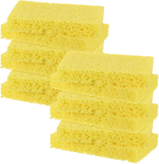 12-Pack Kitchen Sponges, Condense Eco Cellulose Non-Scratch Scrub Heavy Sponge for Kitchen/Household/Bathroom, Clean Tough Messes Dish Scrubber [Yellow]