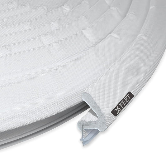 Kerf Weather Stripping Door Seal Strip 26 Ft Q Foam Door Weatherstrip Seal with Slot Card Slot Installation, Easy Cut to Size (White)