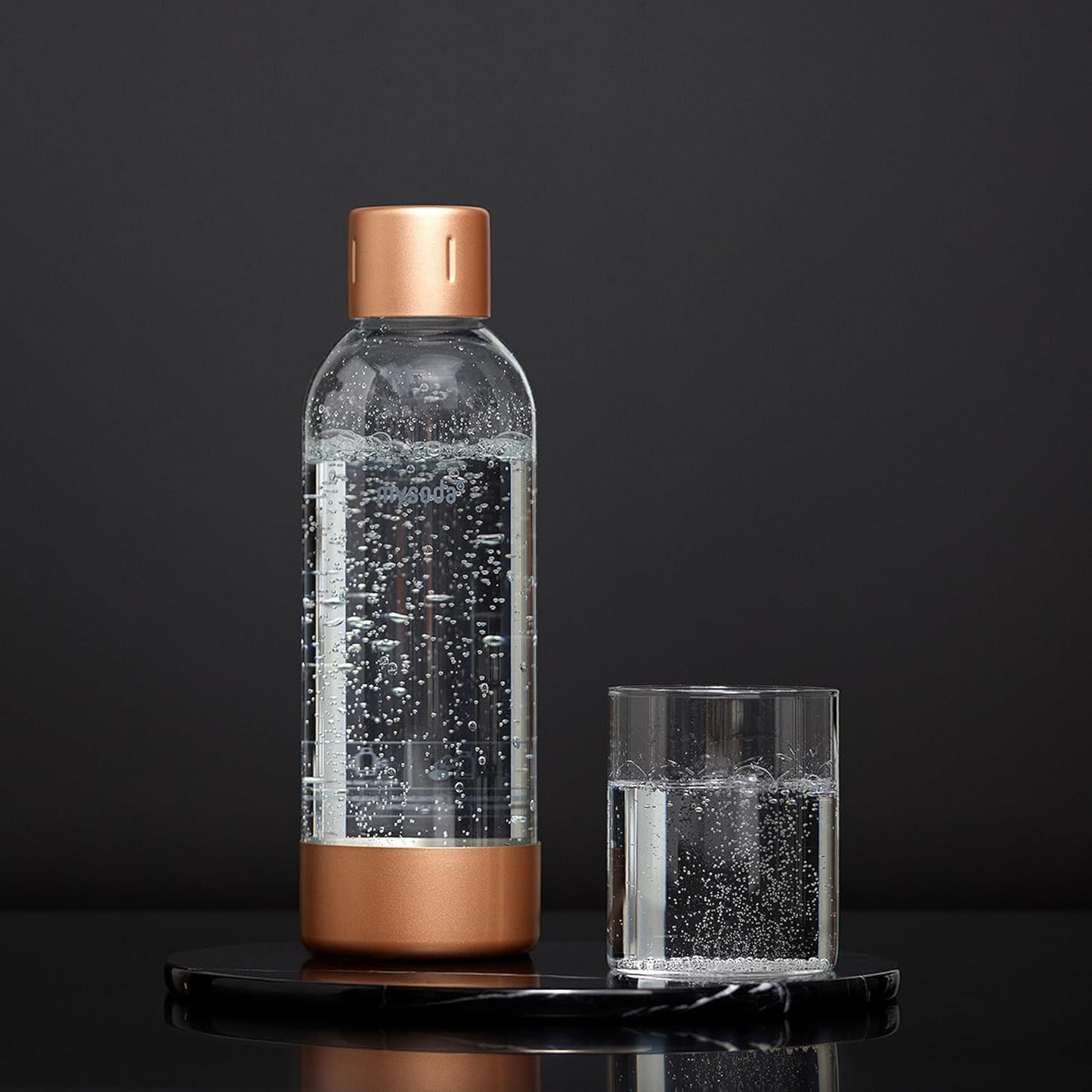 Mysoda Premium Carbonating Bottle 1L Copper - Compatible with MySoda and any brands - Quick-Lock Reusable Bottles - Lid and Base Made of Stainless Steel - BPA Free