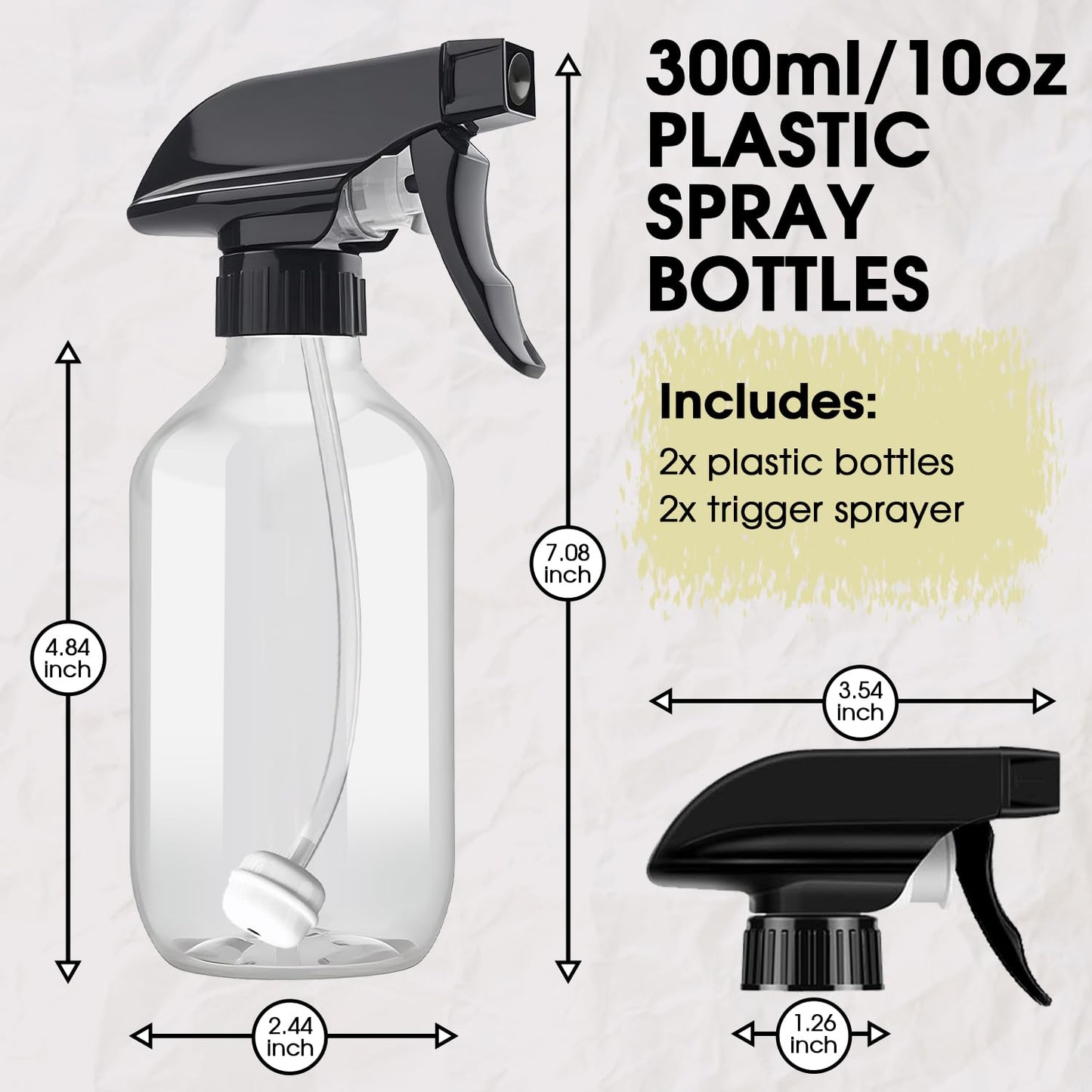 2 Packs Plastic Spray Bottles 360° Water Spray Bottle for Cleaning - 10 oz/300 ml Upside Down Spray Bottle Small Squirt Bottle with Adjustable Nozzle for Hair, Cooking, Plant, Pet (Brown + Green)