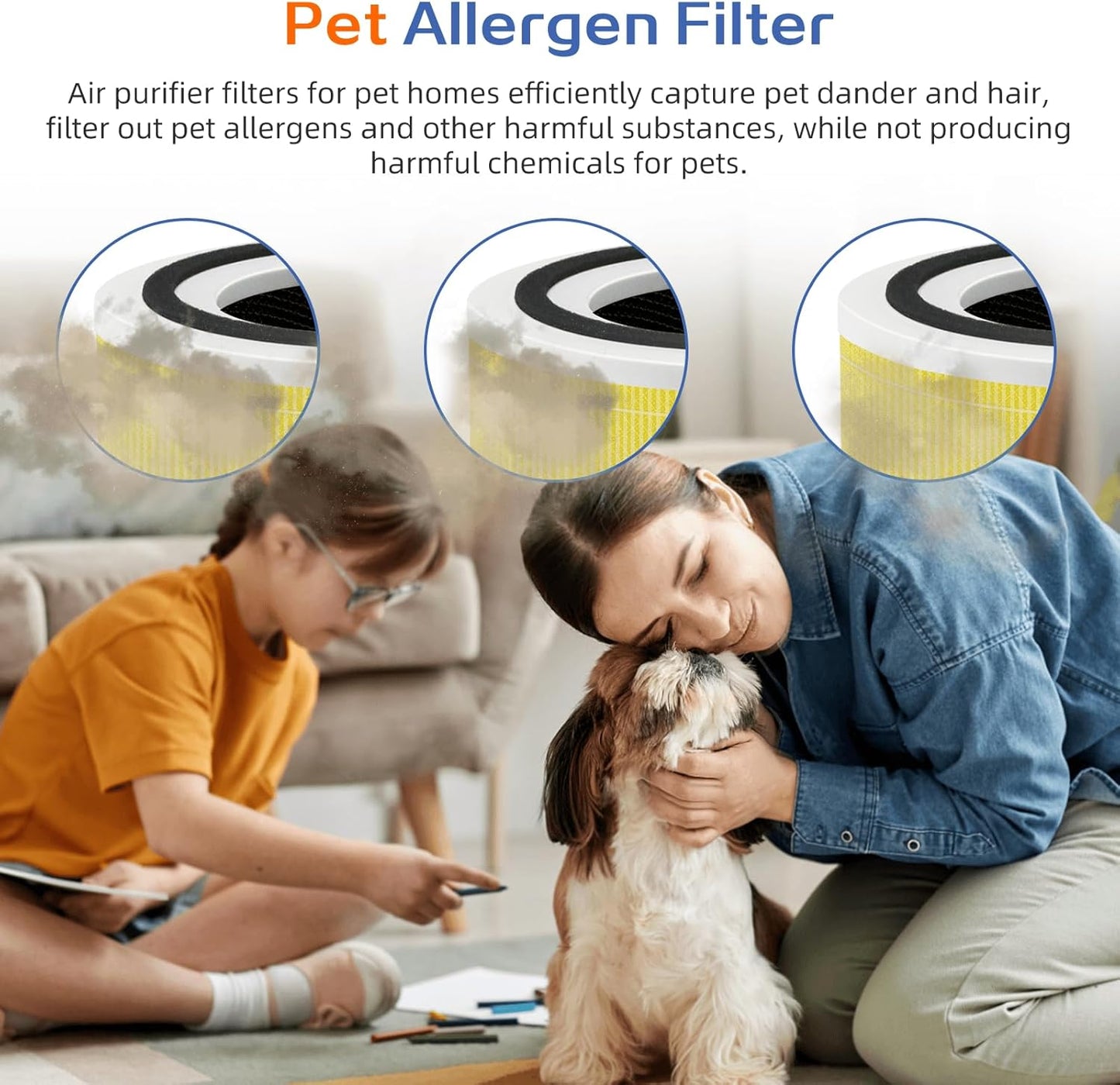 240 True HEPA Pet Allergy Replacement Filter 14 for Puro 240 Air Purifier,3-in-1 High-Efficiency HP-14 with Activated Carbon Filter,2 Pack,Yellow