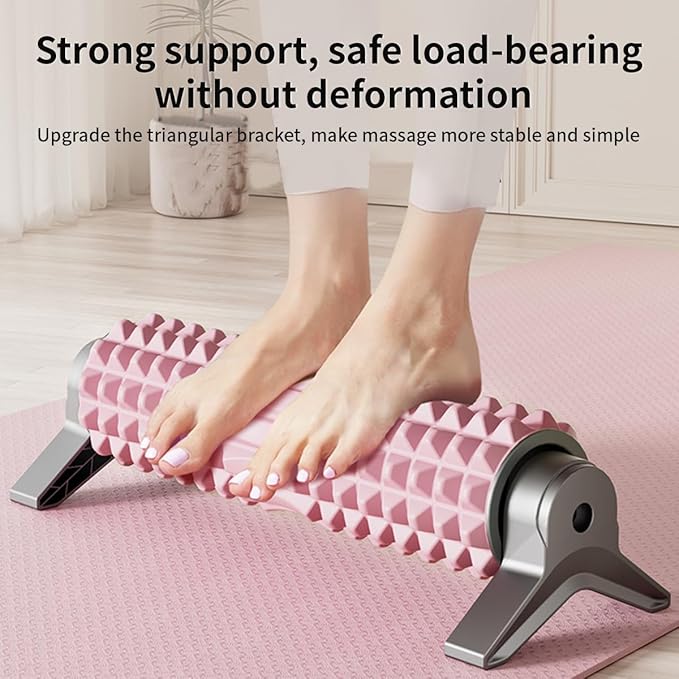 New Upgrade Bracket Foam Roller, 21 Inch Firm Deep Tissue Muscle Massager for Back Leg Pain & Sore Muscles (Pink)