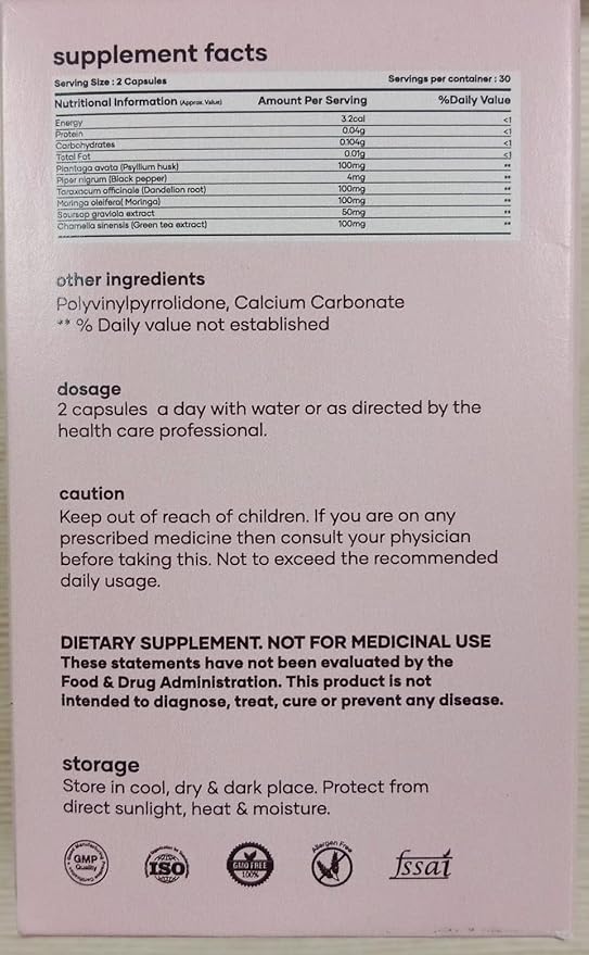 Mars BurnIt Capsules | Enriched with Psyllium Husk, Moringa & Dandelion Root | Supports Digestion, Detox & Weight Management (Pack of 2)