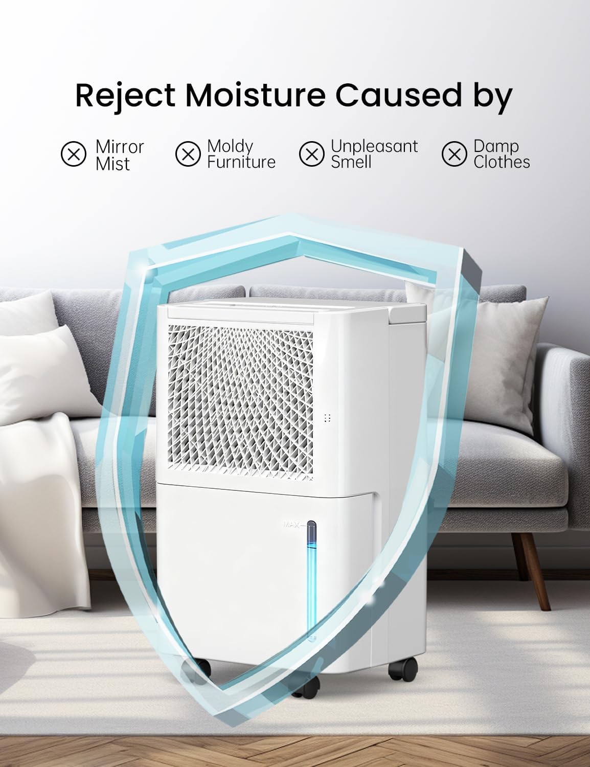 HUMSURE 1500 Sq. Ft 30 Pints Dehumidifier Equipped With Drainage Hose, Automatic Defrosting, for Basement, Home, Bathroom, Bedroom,24-Hour Timer Function