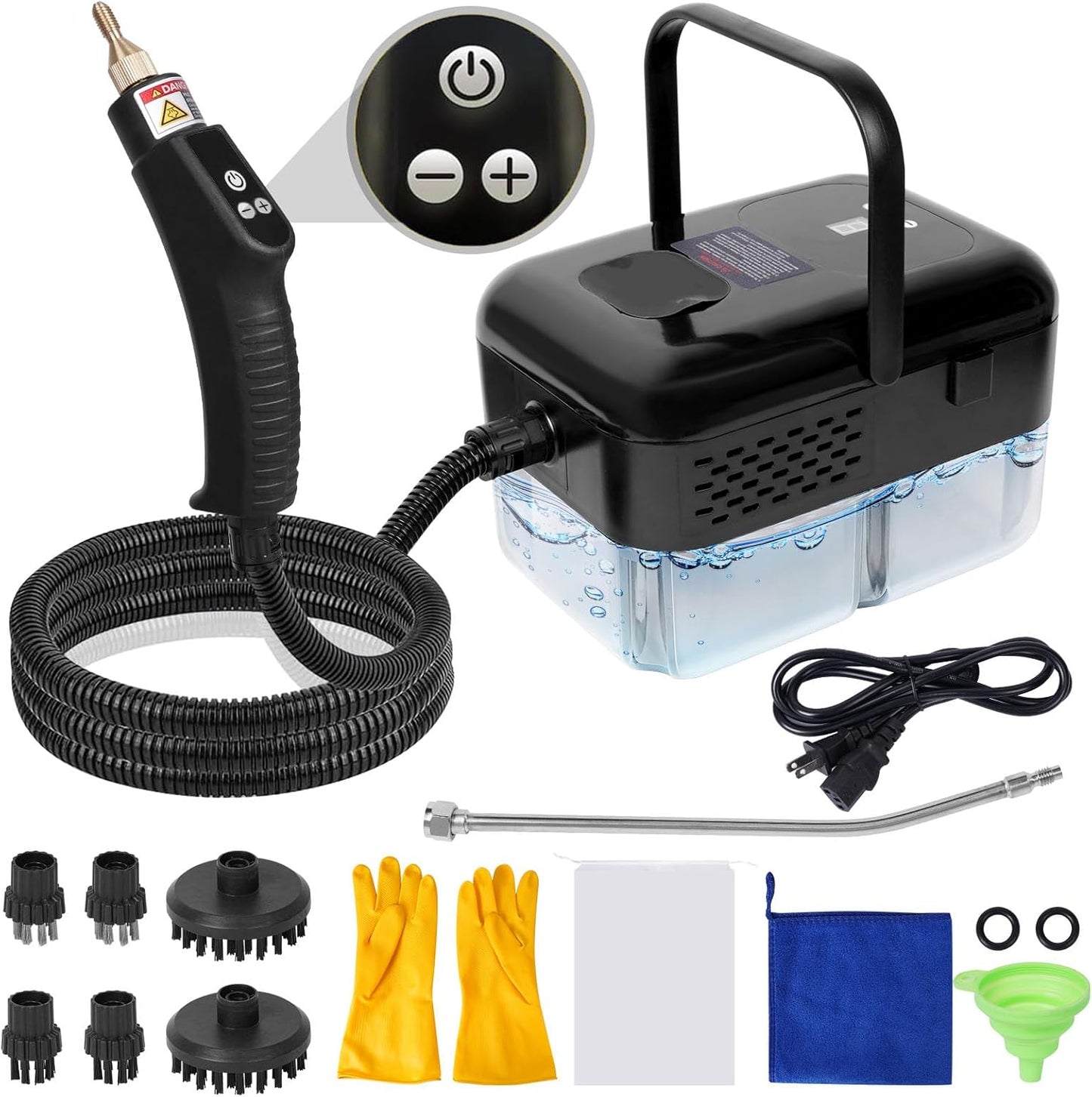 15 in 1 Handheld Steam Cleaner with Handle Button Control, 2500W High Pressure Steamer for Cleaning Car, Multi-Purpose Portable Steam Cleaner for Home Car Upholstery Cleaning Tools, 110V-120V