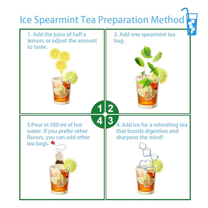 Samcci - Spearmint Tea Bags, 40 Teabags, 1.5g/bag - Pure Spearmint Leaves - Non-GMO - Caffeine-free Herbal Tea - Hormone Balance & Support Digestion & Natural Breath Freshener