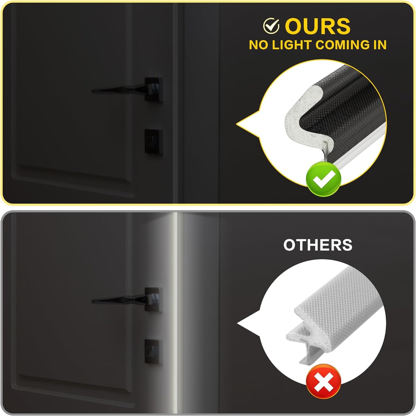 Weather Stripping Door Seal Strip - Soundproof Q-Shaped Foam for Exterior Door Frame, Large Gap Seal, Noise Cancelling, Easy to Install (Black, 60FT)