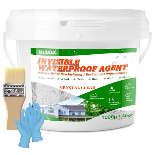 Waterproof Sealant 35oz, Transparent Waterproof Coating for Roof, Floor, Bathroom, Wall, Window, Concrete, Invisible Water Proof Agent for Repairing Leaks, Indoor & Outdoor Waterproofing Adhesive