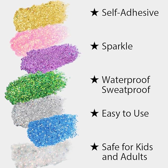 Mysense Pink Body Glitter Stick, Singer Concert Outfit Face Glitter Makeup, Festival Rave Pride Accessories, Hair Glitter Gel for Kids Women, Sparkling Mermaid Sequin Chunky Glitter Face Paint, 0.56oz