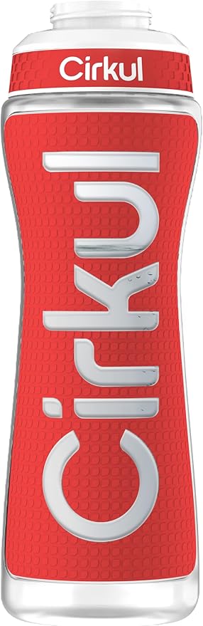 Cirkul 22oz. Red Plastic Grip Squeeze Water Bottle & Sport Lid, BPA-Free, Non-Slip Design for Gym, Biking & Sports