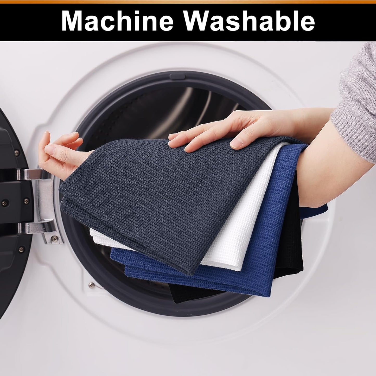 Homaxy 100% Cotton Waffle Weave Dish Cloths - 12 Pack Soft and Absorbent Dish Towels - 12 x 12 Inches Quick Dry Dish Rags - Multiple Colour