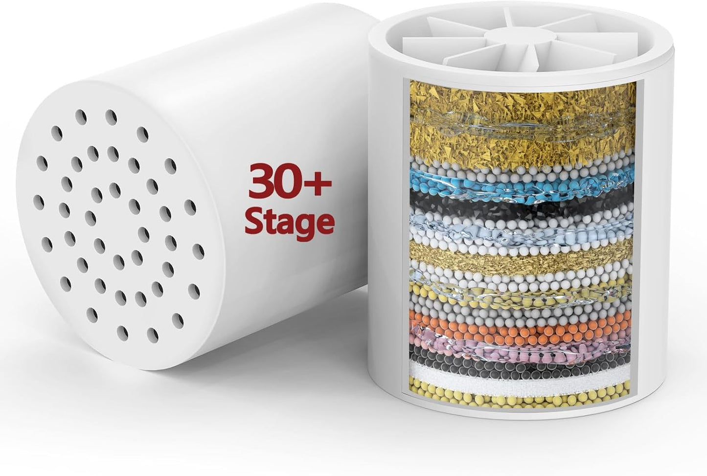 2 Pack 33 Stage Universal Shower Filter Replacement Cartridge - Hard Water Purifier Removes Chlorine, Heavy Metals, Iron, Sediments - High Output Water Softener for Skin & Hair