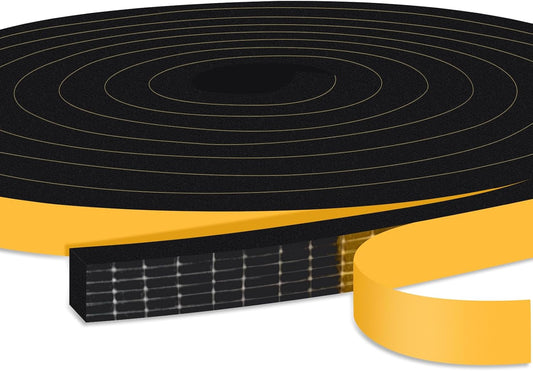 Weather Stripping Soundproof, 1/2 in x 1/2 in High Density Foam Insulation Tapes, Weatherproof Seal Strip Weatherstrips for Windows Sliding Doors, 2 Rolls Total 26Ft