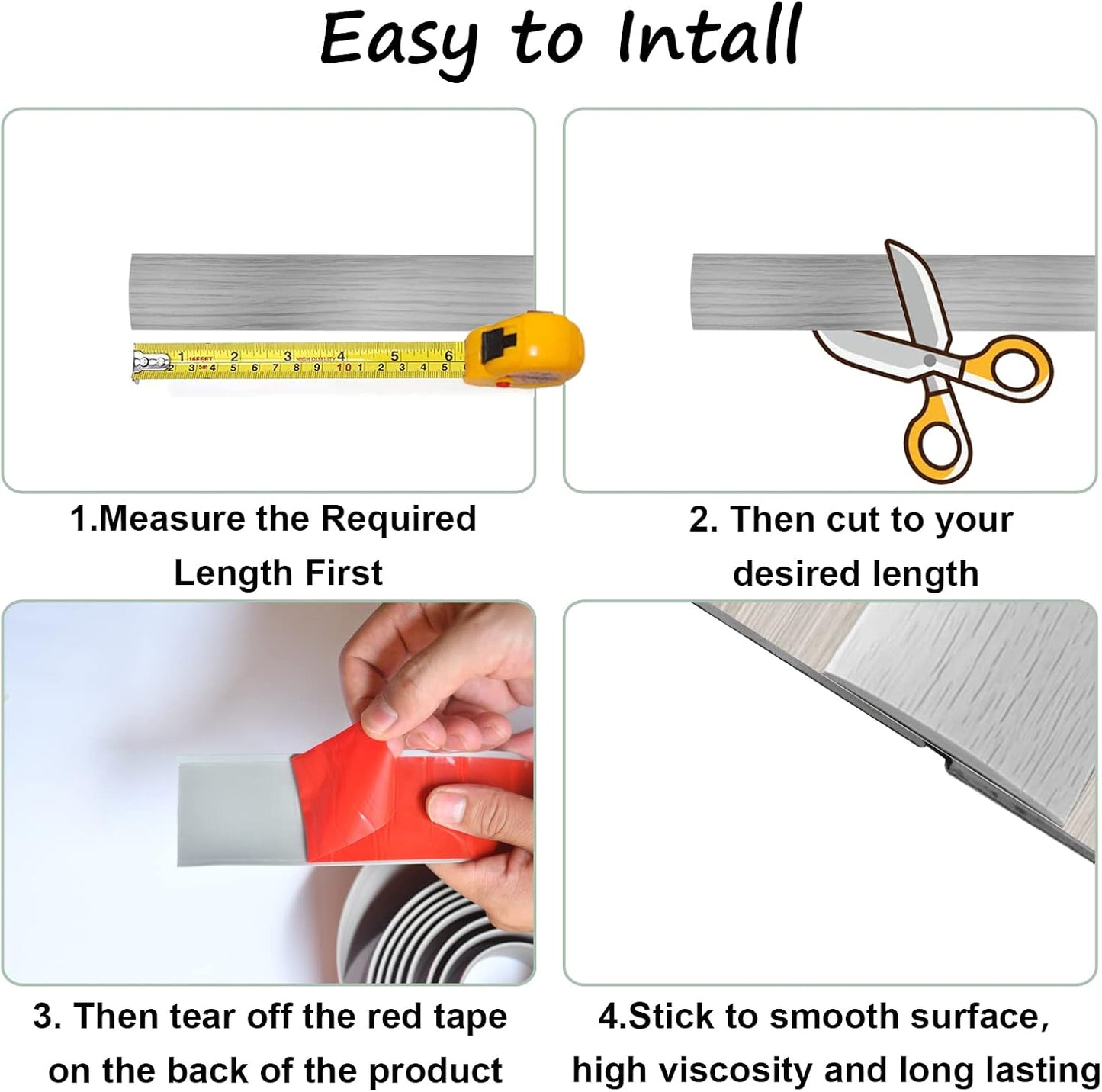 Floor/Door Flat Transition Strip & Self Adhesive Floor Vinyl Floor Edge Trim Laminate Floor Gap Covering Joining Strip