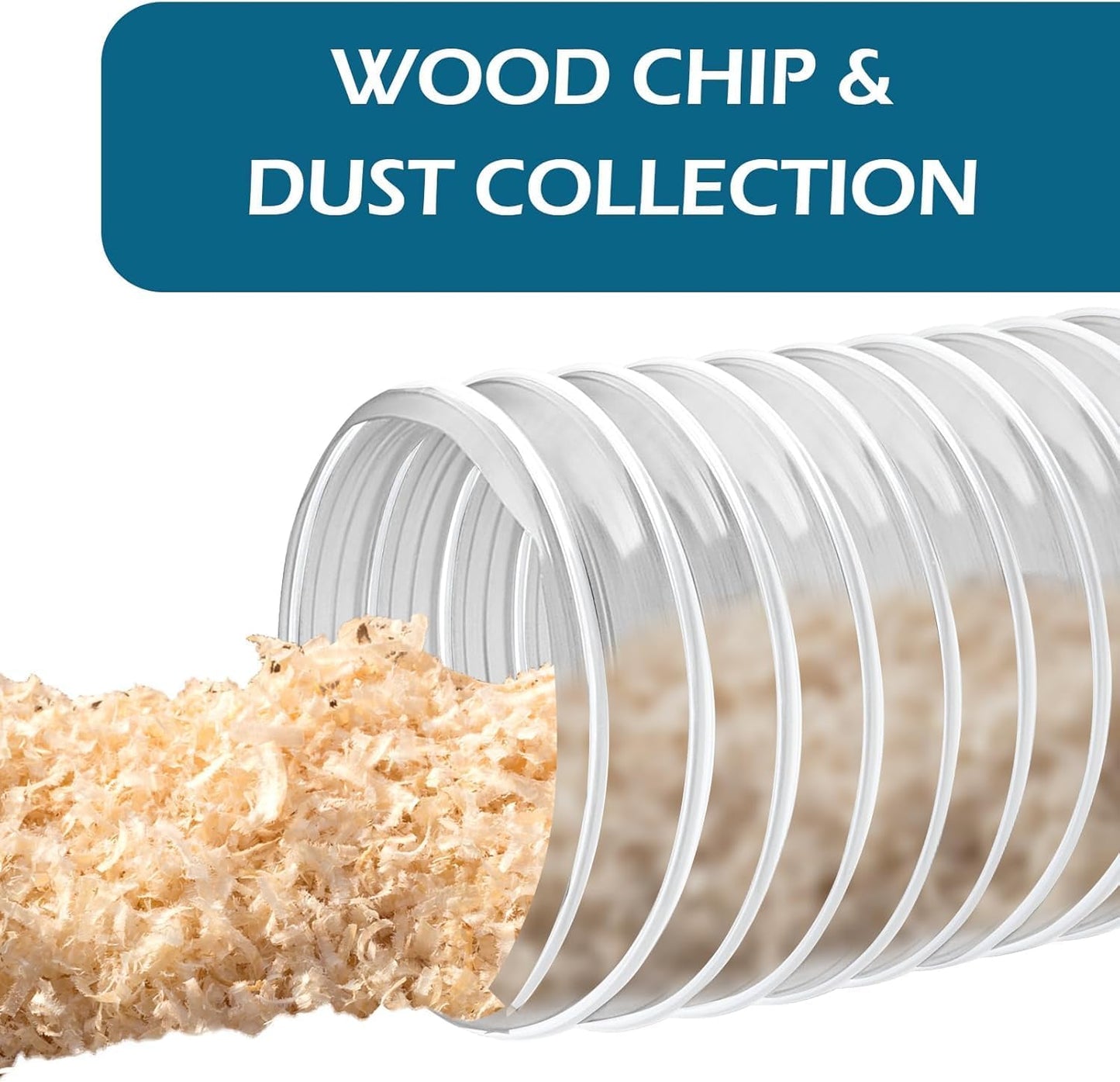 Qucship Heavy PVC Dust Hose, 2-1/2" x 10', Flexible PVC Fume Hose with Carbon Steel Wire Coil for Collection Systems