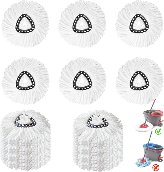 12 Pack Spin Mop Replacement Heads, 100% Microfiber Spin Mop Refill for Easy Wring Compatible with Triangle Spin Mop, 360 Degree Spinning Mop Replace Head for Floor Cleaning