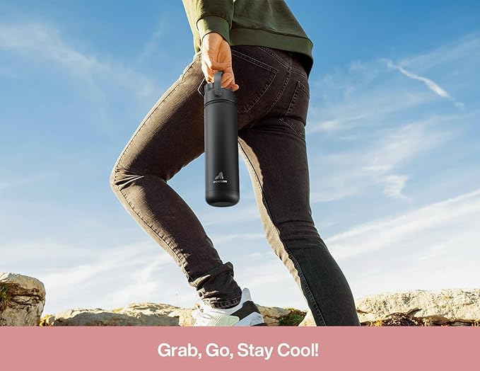 26 oz Insulated Water Bottle with 2-in-1 Straw and Spout Lid, Keep Cold 24H, Leak-Proof, Fits in Car Cup Holder, Stainless Steel Water Bottle for Sports, Travel, Gym and School (Ocean Carnival)