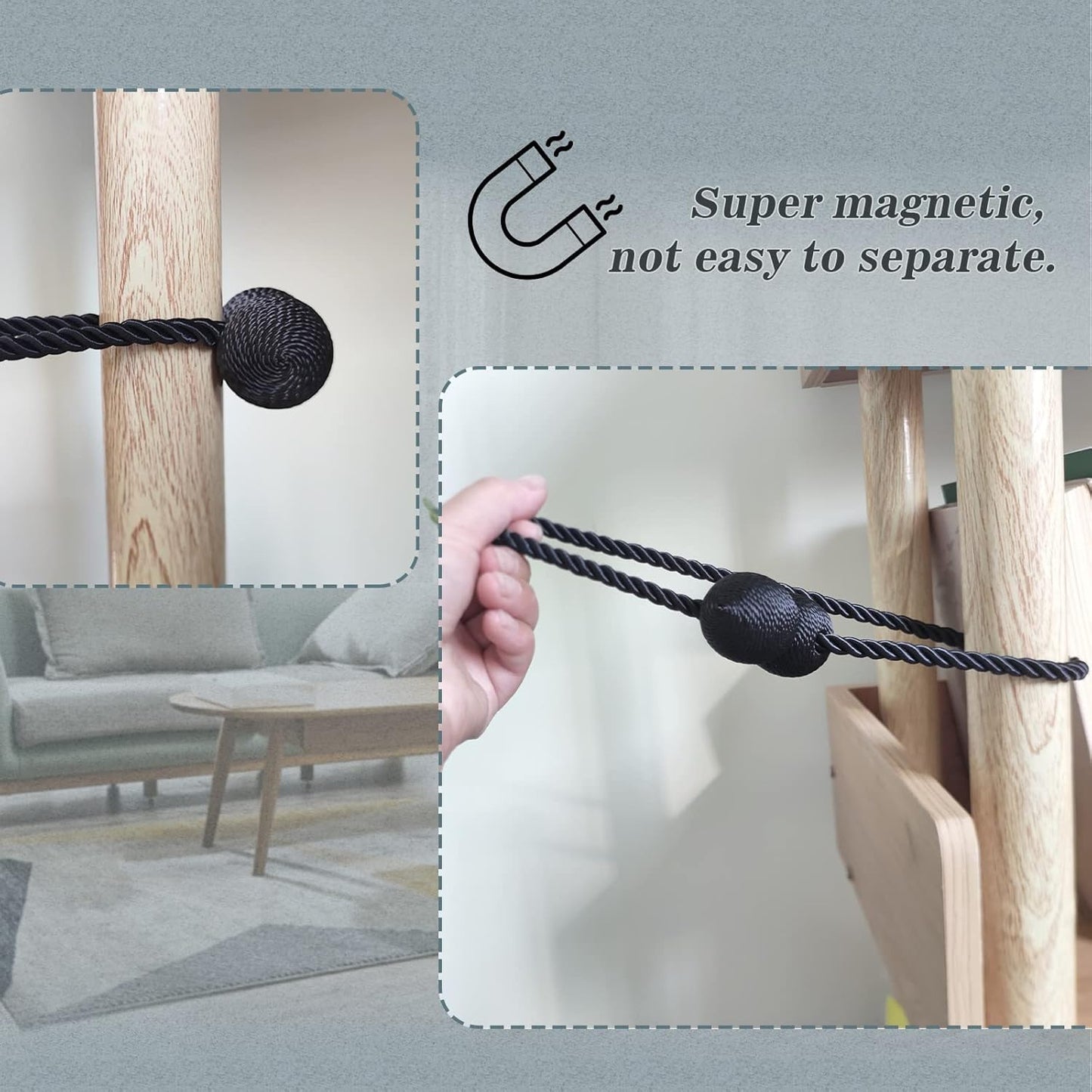 Hion Magnetic Curtain Tiebacks Golden 4 Pack, Curtain Tiebacks Buckles Holdbacks Holders Hooks Clip for Home Bedroom Office Decorative Thick or Thin Curtain