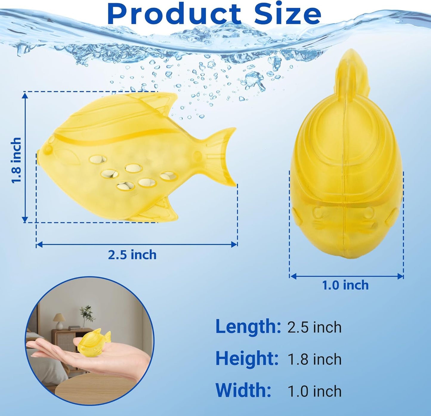 12 Pack Universal Humidifier Cleaner Fish Compatible with Almost All Humidifiers and Fish Tanks, Equipped with Silver Ion Filter Balls, Prevents Hard Water Build-Up, Reduces Scale, Yellow