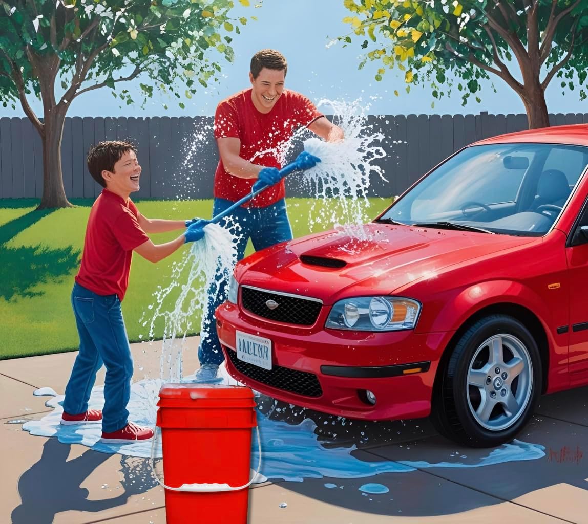 House Naturals 4 Gallon Square Food Grade Bucket Pail with Plastic Handles and Lid (Pack of 3) Made in USA containers (Red - Black lids)