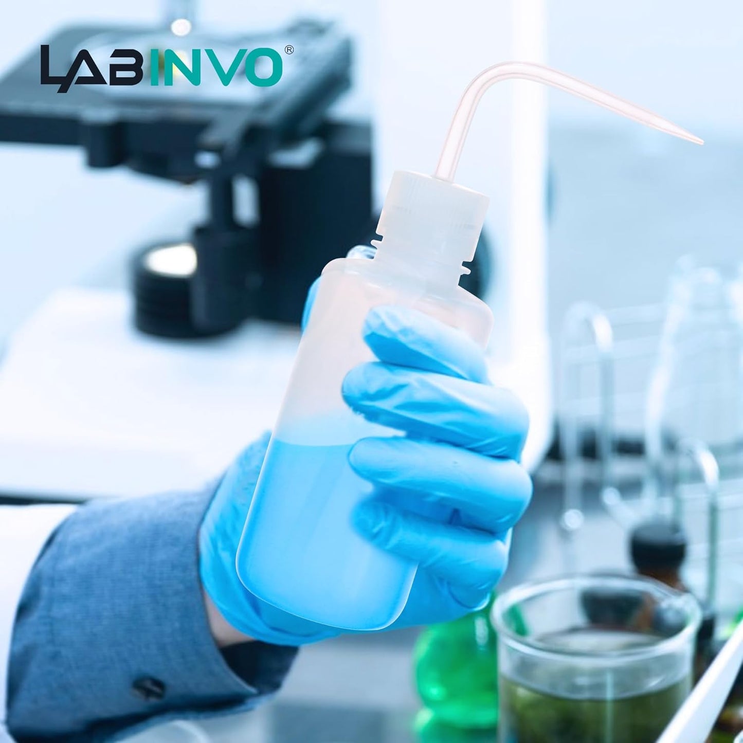 6pcs of Economy Wash Bottles, Vol.500ml (17oz), Narrow-Mouth, Self-Venting Safety Wash Bottles, LDPE Material,IN-WBN500