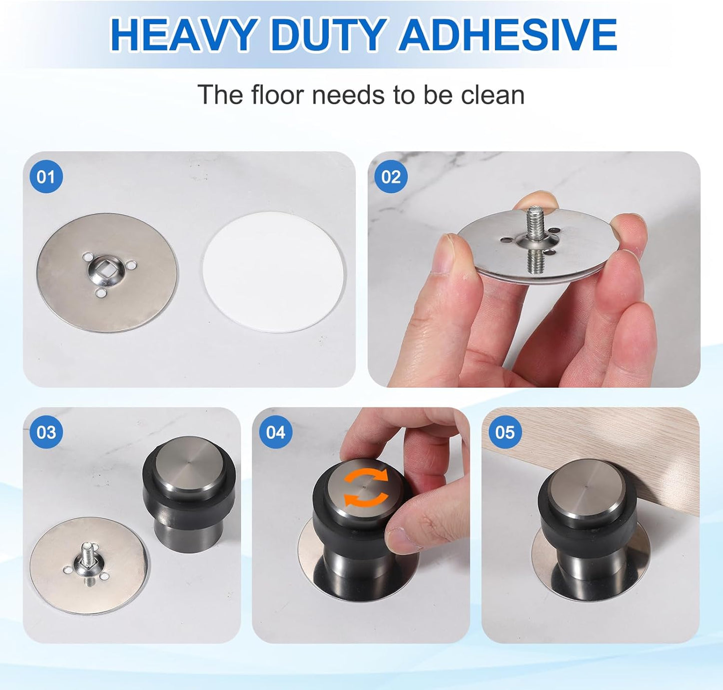 PATIKIL 3Set Round Door Stoppers, 60mm Stainless Steel Door Stop Doorstop Wedge Metal Cylinder Self Adhesive with Screw for Bottom of Door Floor Inside, Bronze