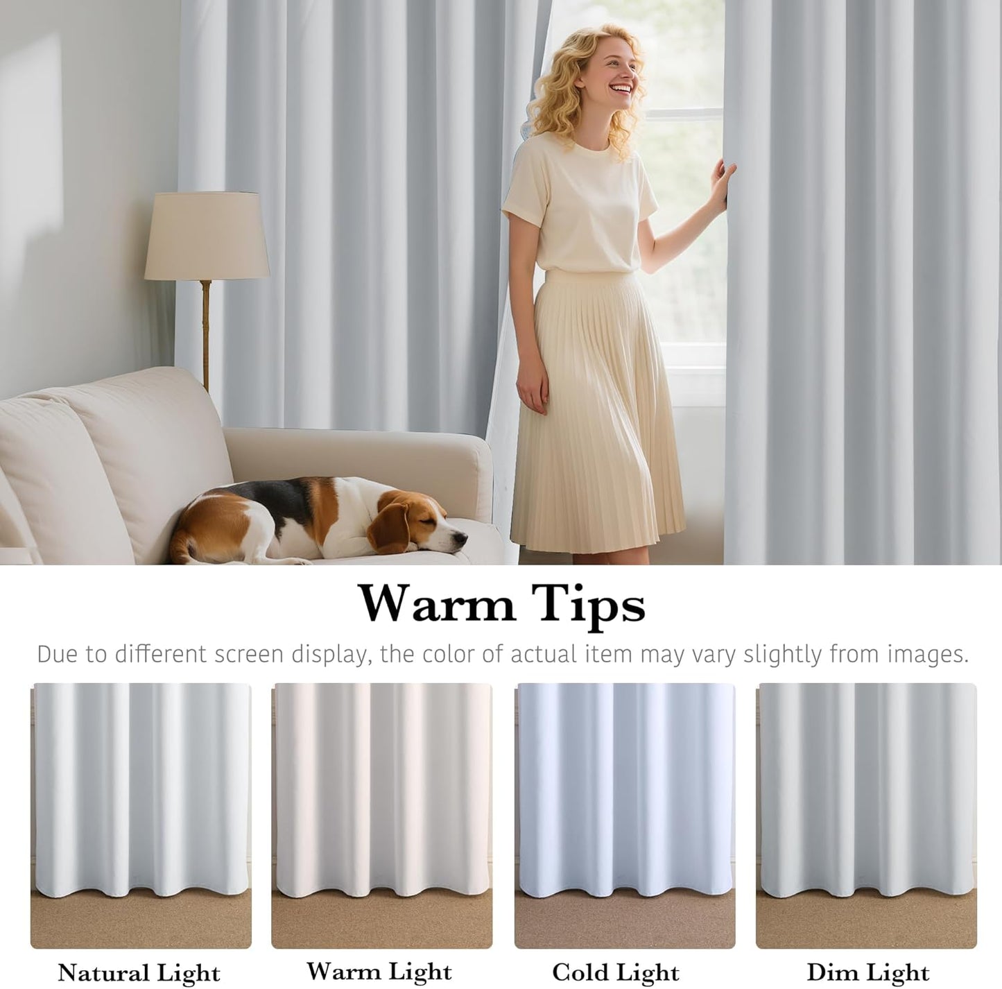 RYB HOME 100% Blackout White Short Curtains, Thermal Insulated Total Room Darkening Noise Reducing Curtains Tier for Cafe Kicthen Basement, 42 inches Wide by 36 inches Long