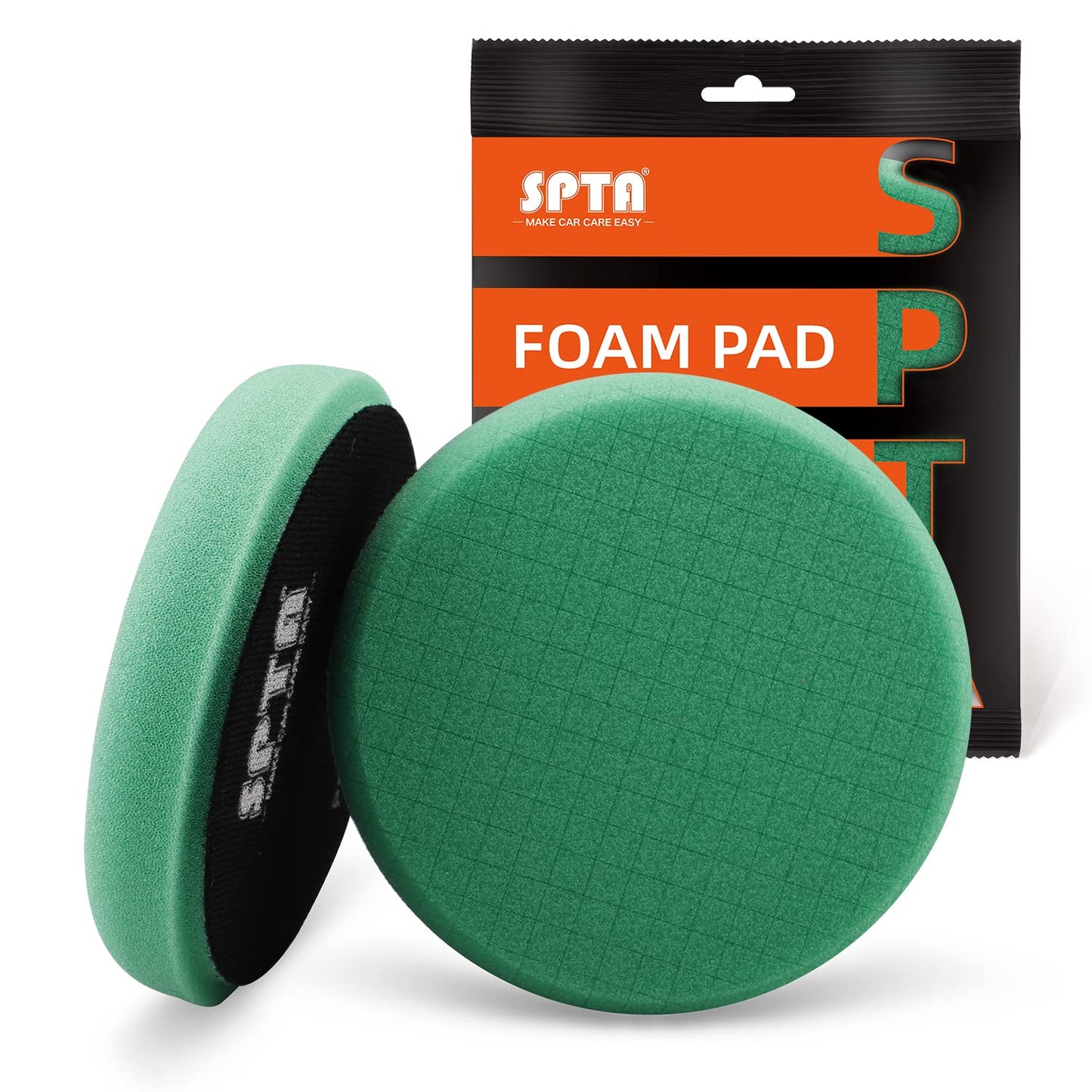Green Heavy Cut Pad, Buffing Polishing Pads, SPTA 1Pc 5.5 Inch Face for 5 Inch 125mm Backing Plate Compound Buffing Sponge Pads for Car Buffer Polisher Compounding, Polishing and Waxing -FPTSS5G
